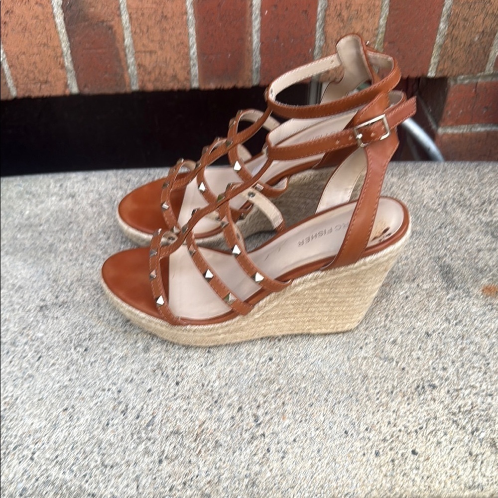 Marc Fisher Brown Strappy Sandals with Studs